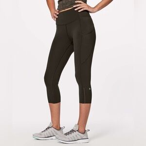 Lululemon | Women's Fast and Free Crop II 19" Nulux Size 4 Dark Olive